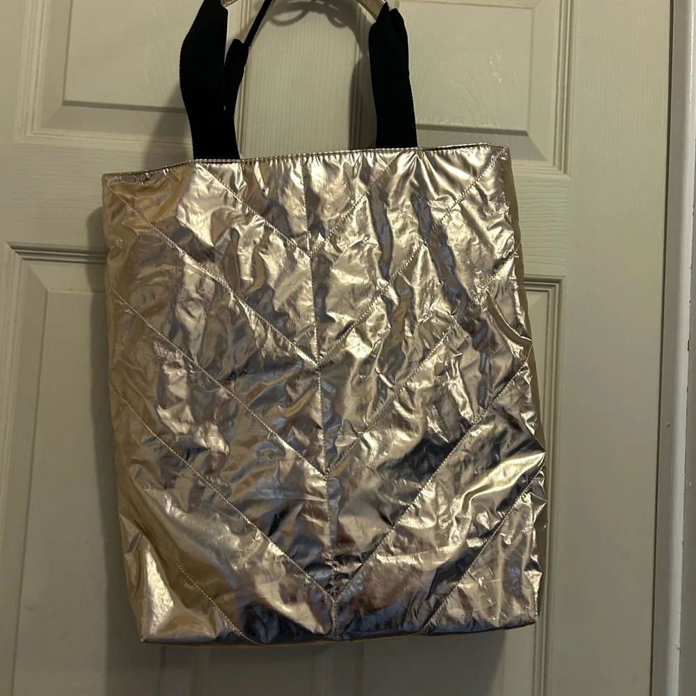 Victoria’s Secret large metallic gold puffer tote